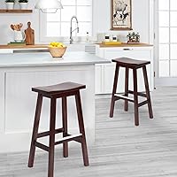 Vista 6 de Juego de 2 taburetes de bar, taburetes de bar de altura de mostrador, taburete de bar de 30 pulgadas con reposapiés, taburete de madera maciza