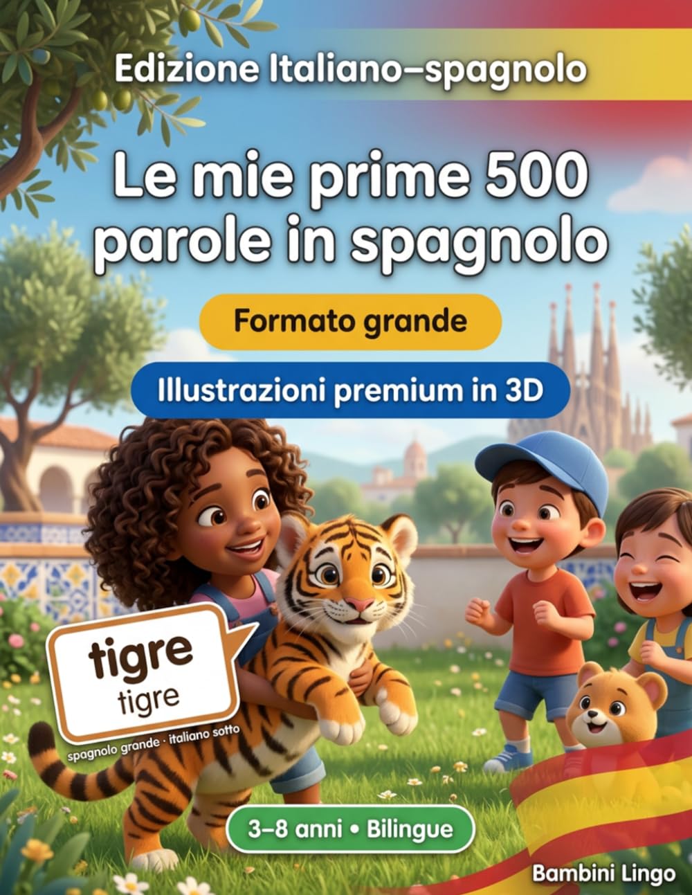 Le mie prime 500 parole in spagnolo: Un dizionario illustrato bilingue in 3D per bambini da 3 a 8 anni | Primo libro di vocabolario per neonati, asilo, scuola dell'infanzia e giovani lettori
