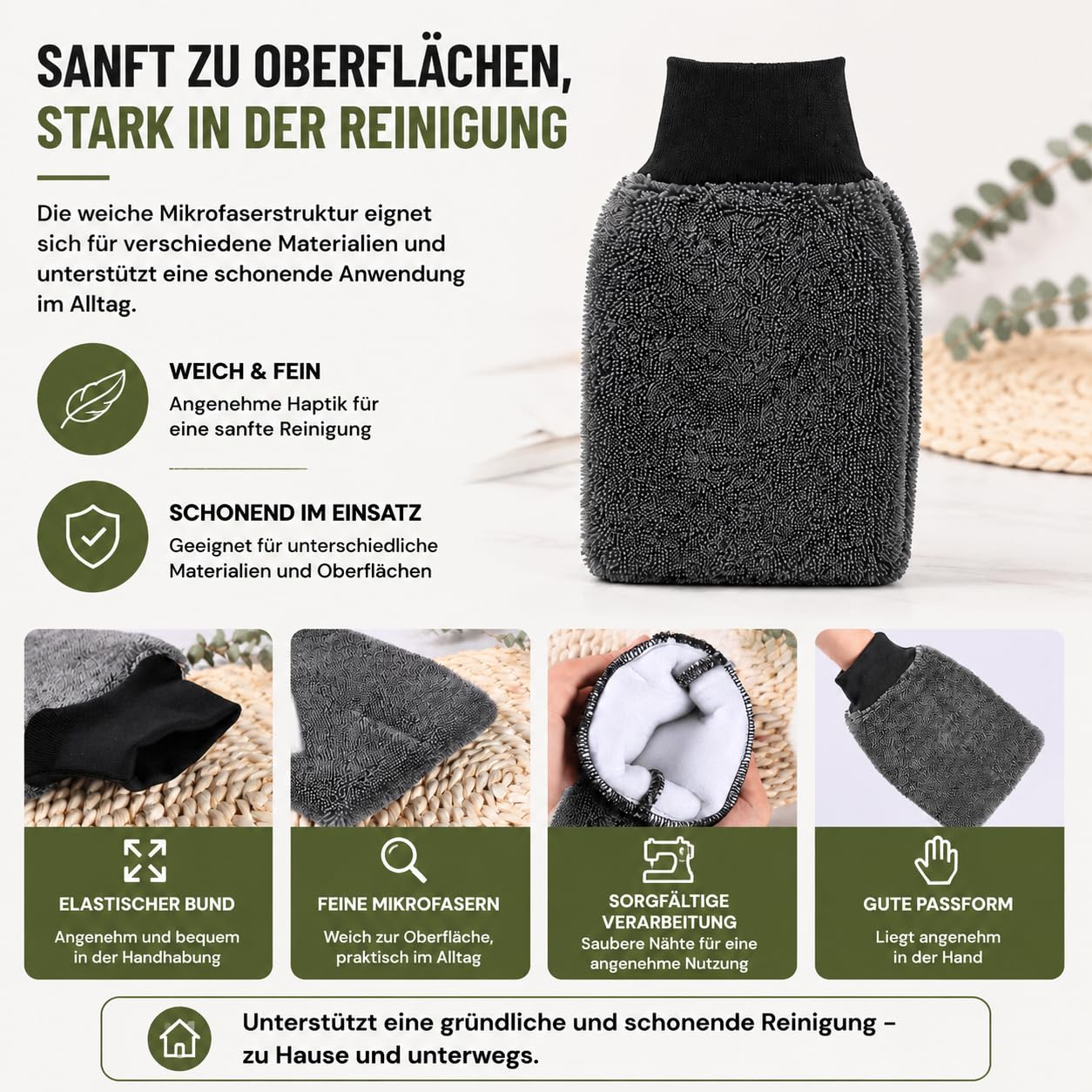 Ultra Wipes Trockenhandschuh, Saugstarke Mikrofaser Handschuh Zum Fenster Putzen, Waschhandschuh, Händehandtuch, Multifunktions Reinigungstuch, füR Auto, Duschkabine, KüChe (Grau*4)