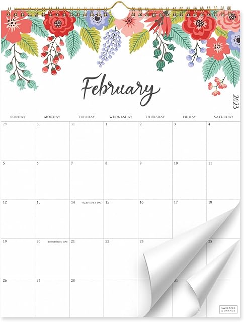S&O Vertical Floral Wall Calendar 2023 Goes to June 2024 - Tear-Off Monthly Calendar - 18 Month Academic Wall Calendar 2023-2024 - Hanging Calendar to Track Anniversaries & Appointments - 10.5x13.5"in