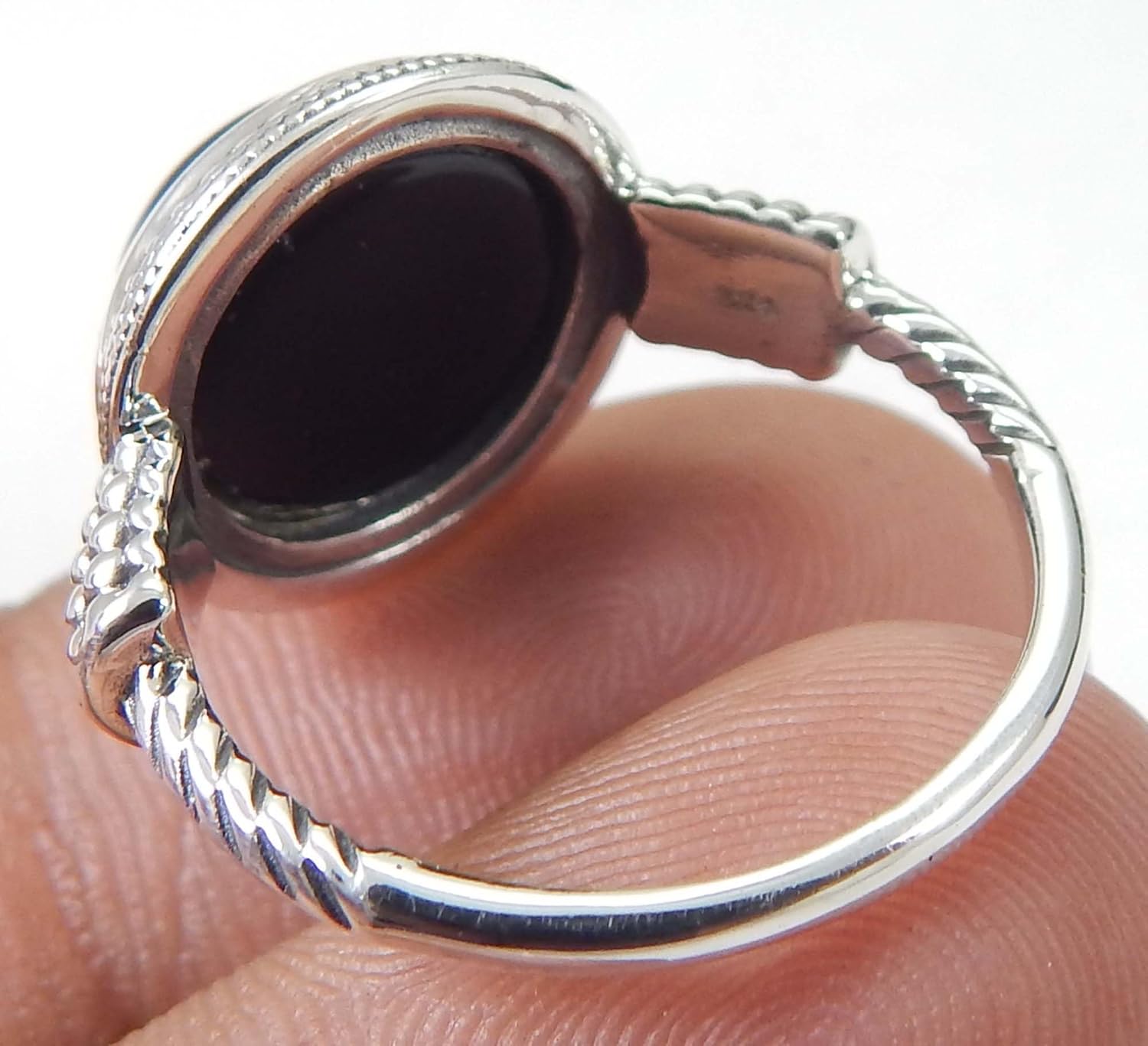 925 Solid Sterling Silver Handmade Natural Gemstone Black Onyx Ring Dotted & Rope Vintage Ring Cocktail Ring Black Onyx Ring Jewelry Everyday Gift