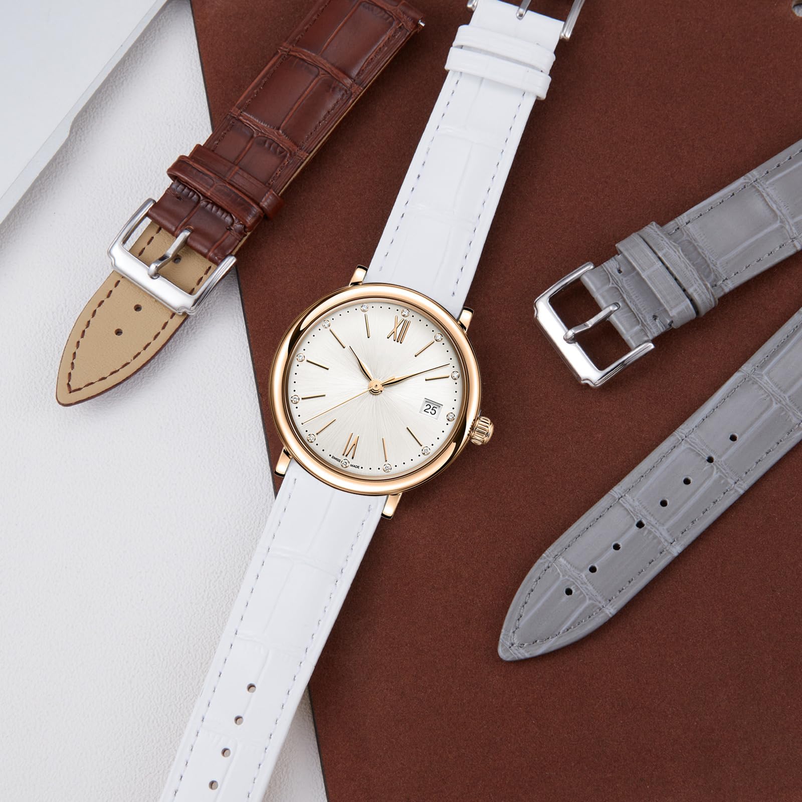 BINLUN Bracelet de Montre en Cuir Véritable Remplacement Bracelets Montres à Dégagement Rapide pour Homme Femme avec 10 Couleurs (10mm,12mm,14mm,15mm,16mm, 17mm,18mm,19mm,20mm,21mm,22mm,23mm) - 5