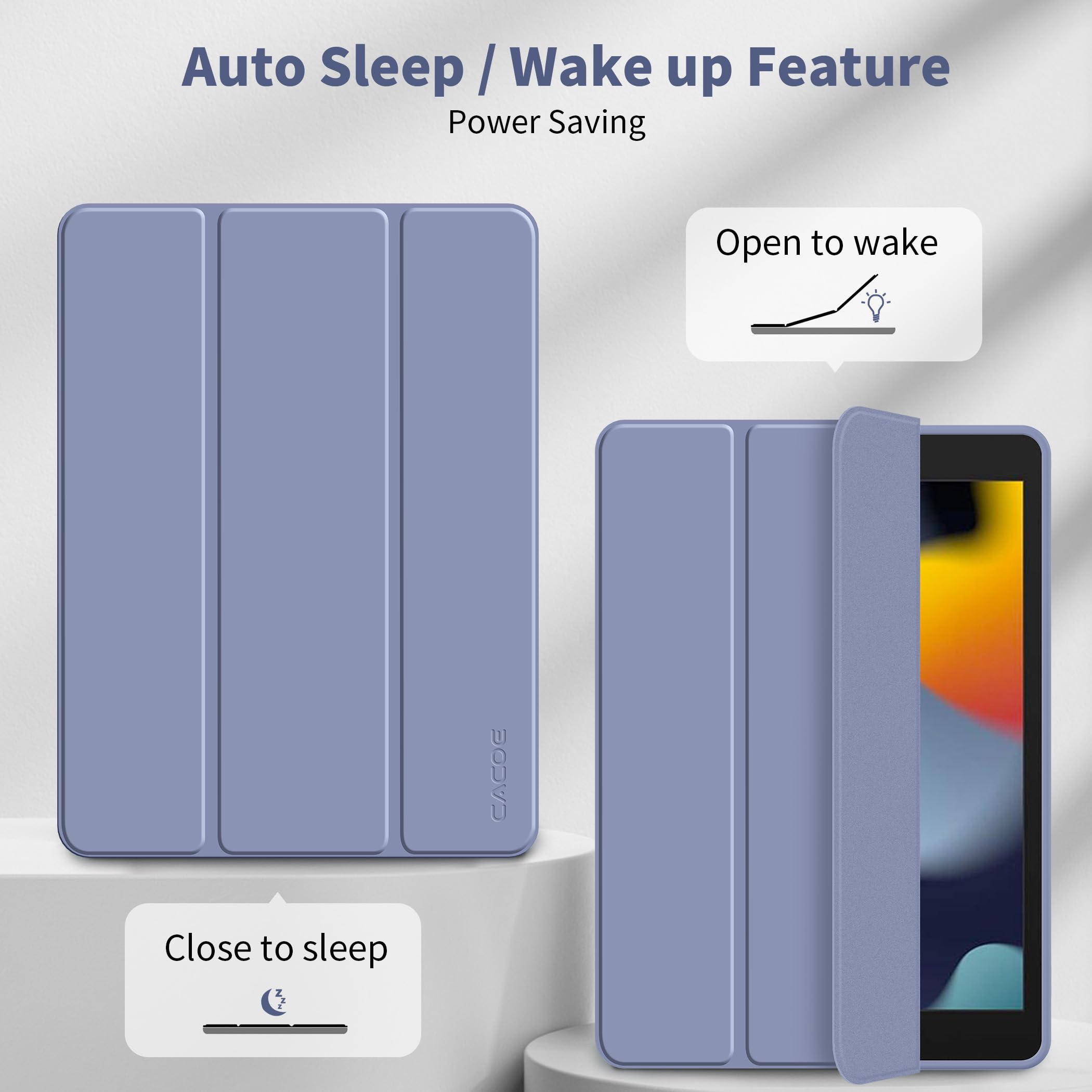 CACOE Cover Custodia Compatibile con iPad 8a Generazione 2020/iPad 7a Gen 2019, Leggero Cover Protettivo Supporto Pieghevole con Pencil Holder per iPad 10.2, Auto Sveglia/Sonno,lavanda viola