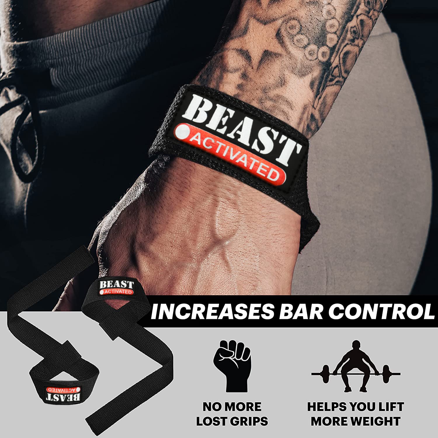 EasyHealth Weight Lifting Straps with Thumb Loop for Gym | 25 Inch Deadlift Wrist Straps with Soft Padding & Anti Slip Grip | Gym Straps for Weightlifting Powerlifting Bodybuilding & Strength Training | 2