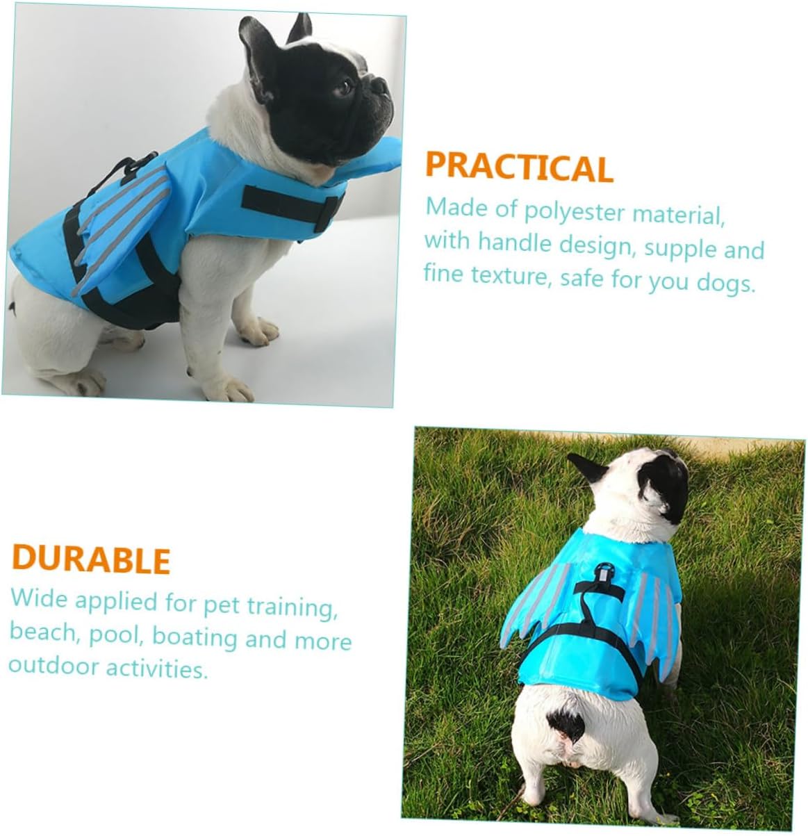 Ciieeo Reflective Dog Lifejacket Wear-Resistant Blue M Swimming Vest Professional Breathable Preserver for Outdoor Puppy Safety