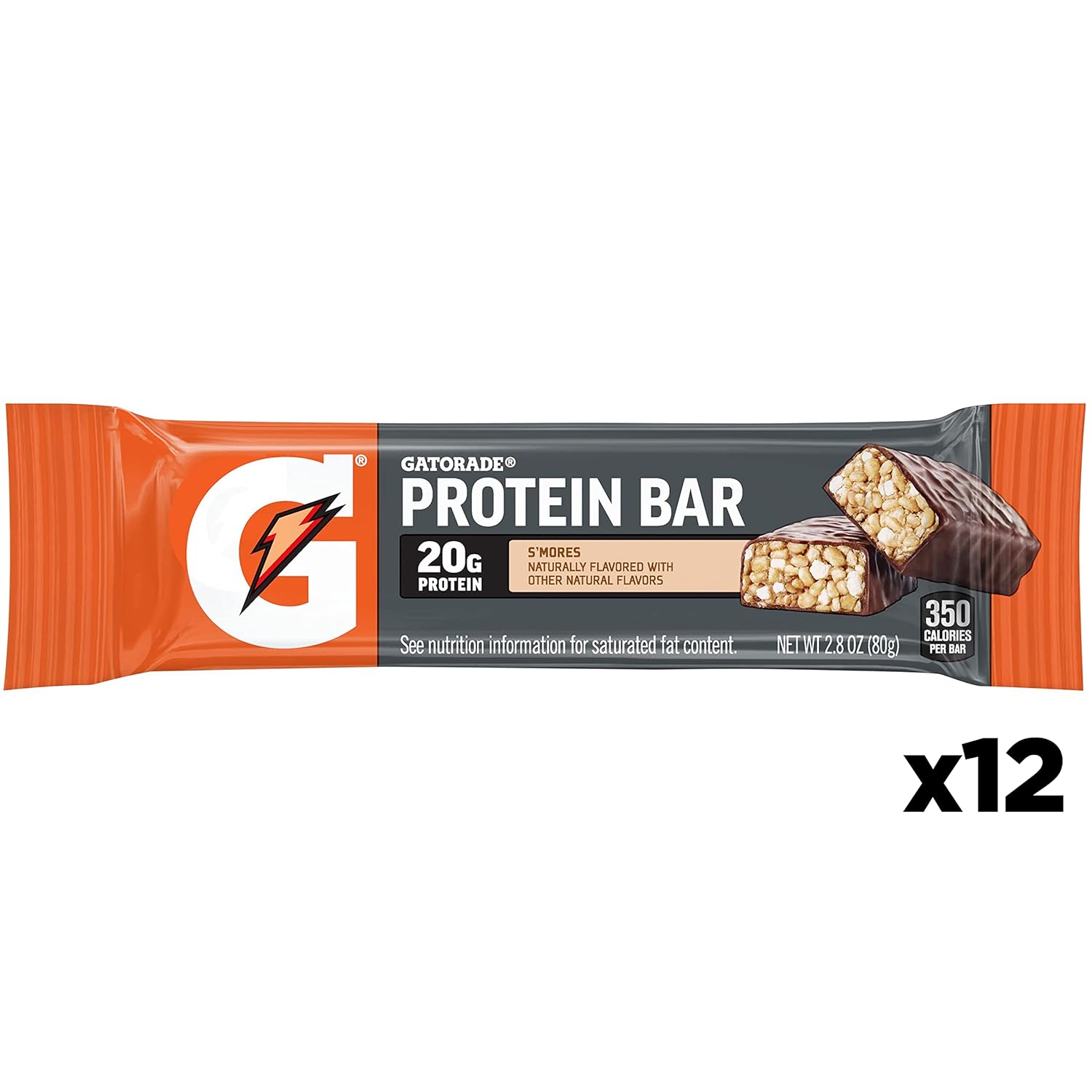 Gatorade Whey Protein Recover Bars, S"mores, 2.8 ounce bars (12 Pack)