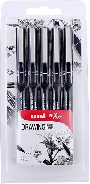 UNI Pin 5 Piece Black 01 - 08, UUAPIN5B