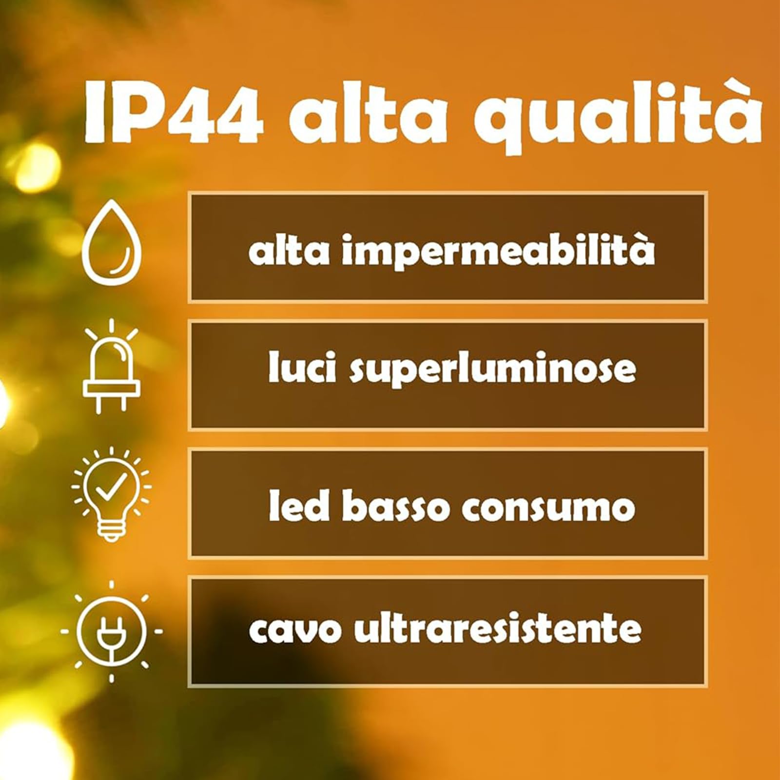 GINMA - Luci Natale Interno e Esterno LED con 8 Effetti Luce, Certificate, Basso Consumo e Impermeabili (Bianco Caldo, 25 metri (500 LED))