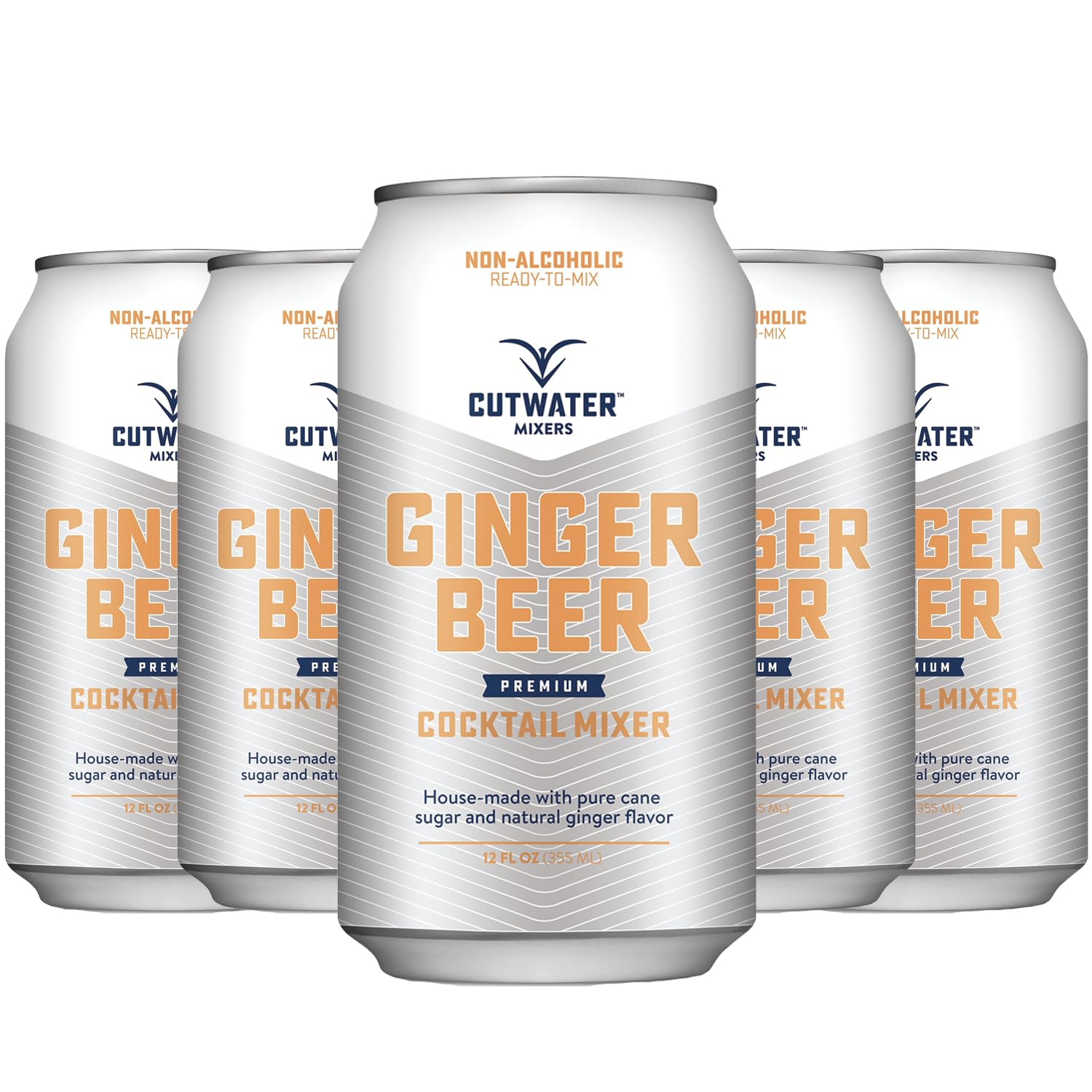 Cutwater Non-Alcoholic Ginger Beer 5 Pack - 12oz Cans - 110 Calories Fat-Free - Soda Mixer for Moscow Mule, Dark n Stormy