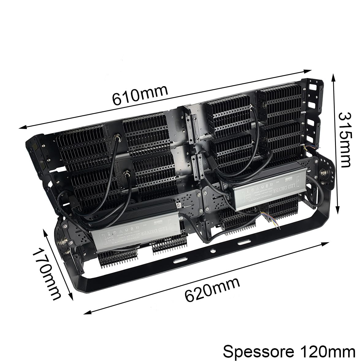Proiettore faro led 400w 220v per esterno ip65 per stadi,campi,palestre 6400k