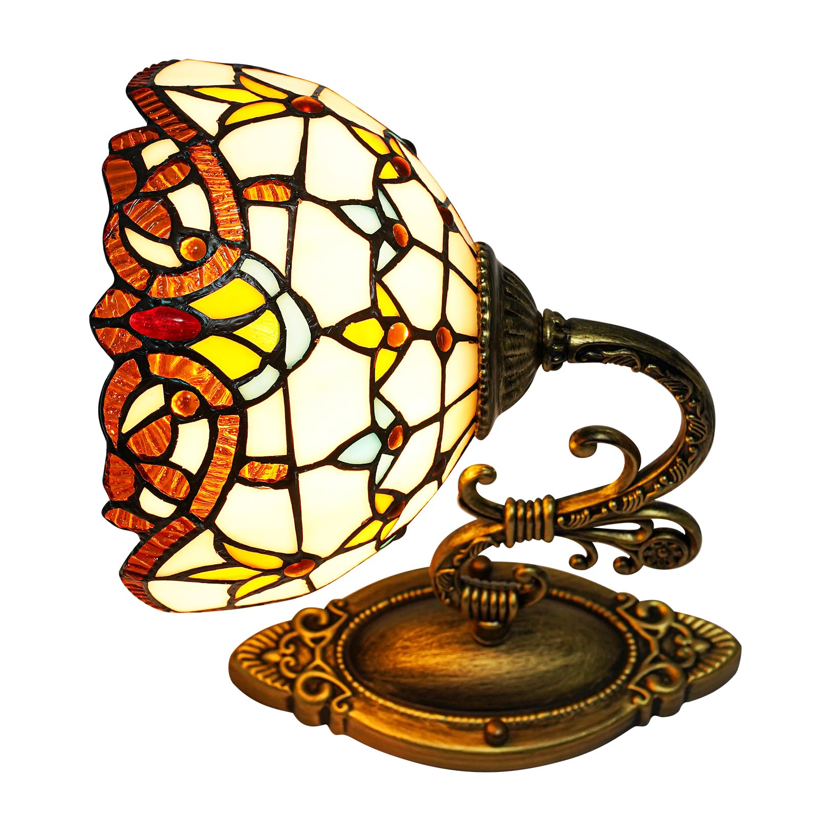 Aplique de pared estilo E27 victoriano Tiffany lámpara de pared para iluminación interior, pantalla retro lámpara domo lámpara de pared artesanal iluminación de salón, iluminación de