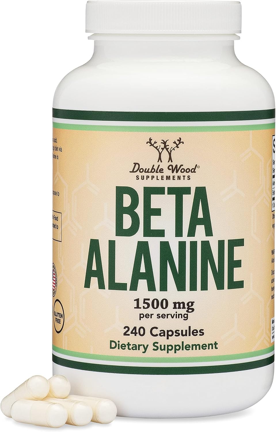 Double Wood SupplementsBeta Alanine Capsules Bulk (1.5 Gram Servings, 240 Capsules) for Muscle Fatigue and Endurance (Manufactured and Tested in The USA)