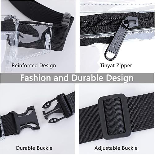 Miniatura 5 de TINYAT - Cangurera transparente pequeña aprobada para el estadio para mujeres, bolsa de cinturón transparente impermeable para conciertos, deportes,