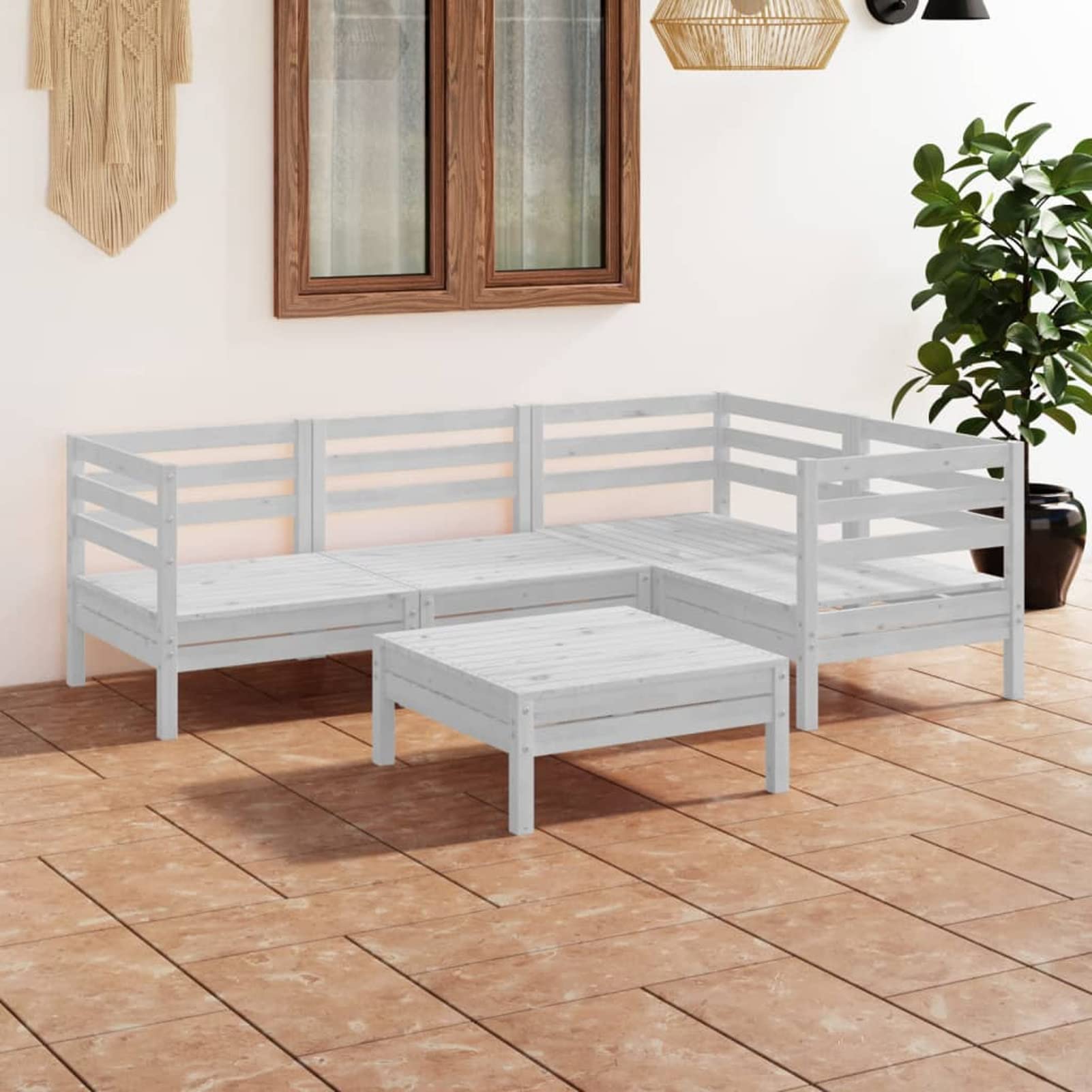 Meubles de jardin haut de gamme en pin massif blanc Homgoday