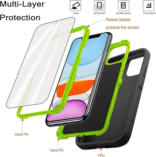 Miniatura 8 de DHCALL Funda para iPhone 11 61 pulgadas con 2 protectores de pantalla de vidrio templado protección resistente contra caídas de grado militar de