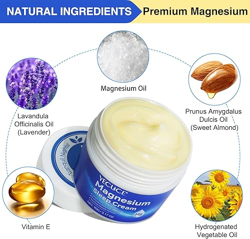 Miniatura 8 de Crema de magnesio para dormir - Aceite de magnesio puro de primera calidad para pies con vitamina E, loción de magnesio para el cuerpo y aceite de