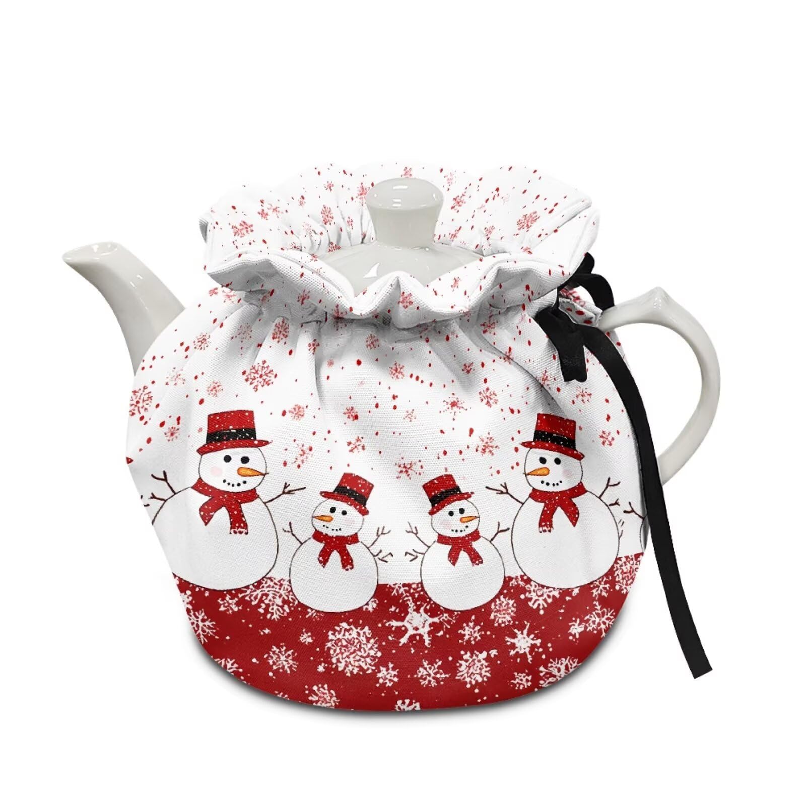 Xmas Tea Cozy Kitchen Teapot,Cute Christmas Snowman Kitchen Kettle Dust Cover, Heat Resistant Breakfast Warmer Keep Warm Home Kitchen Decor