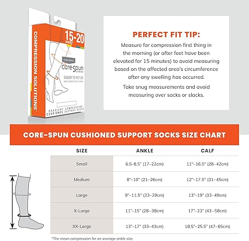 Miniatura 3 de Core-Spun Cushioned 15-20mmHg Mild Graduated Compression Support Knee High Socks