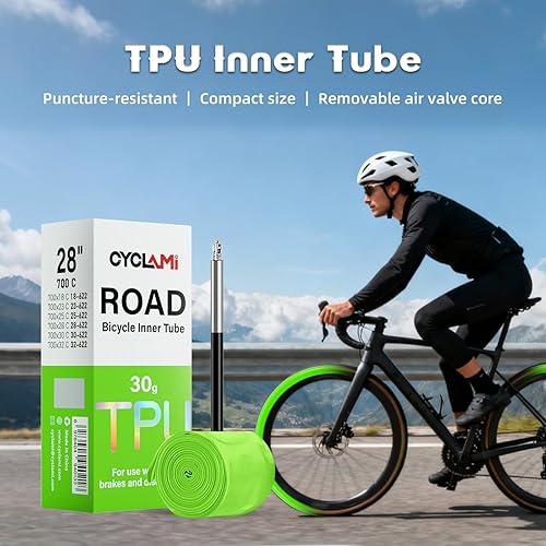 Miniatura 2 de 14-Pack CYCLAMI TPU Inner Tubes 700 x 18-32c 700c Inner Tubes Ultralight 30g Bike Tube with 45mm65mm85mm Presta Valve for Road Bike Tubes(Include
