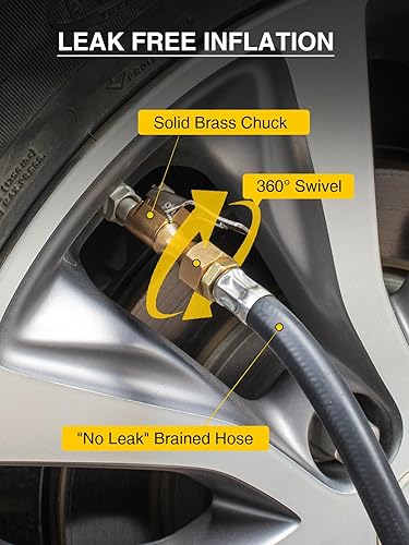 Miniatura 5 de AZUNO Inflador digital de neumáticos con medidor de presión, 200 PSI, accesorios de compresor de aire resistente, viene con una caja de transporte