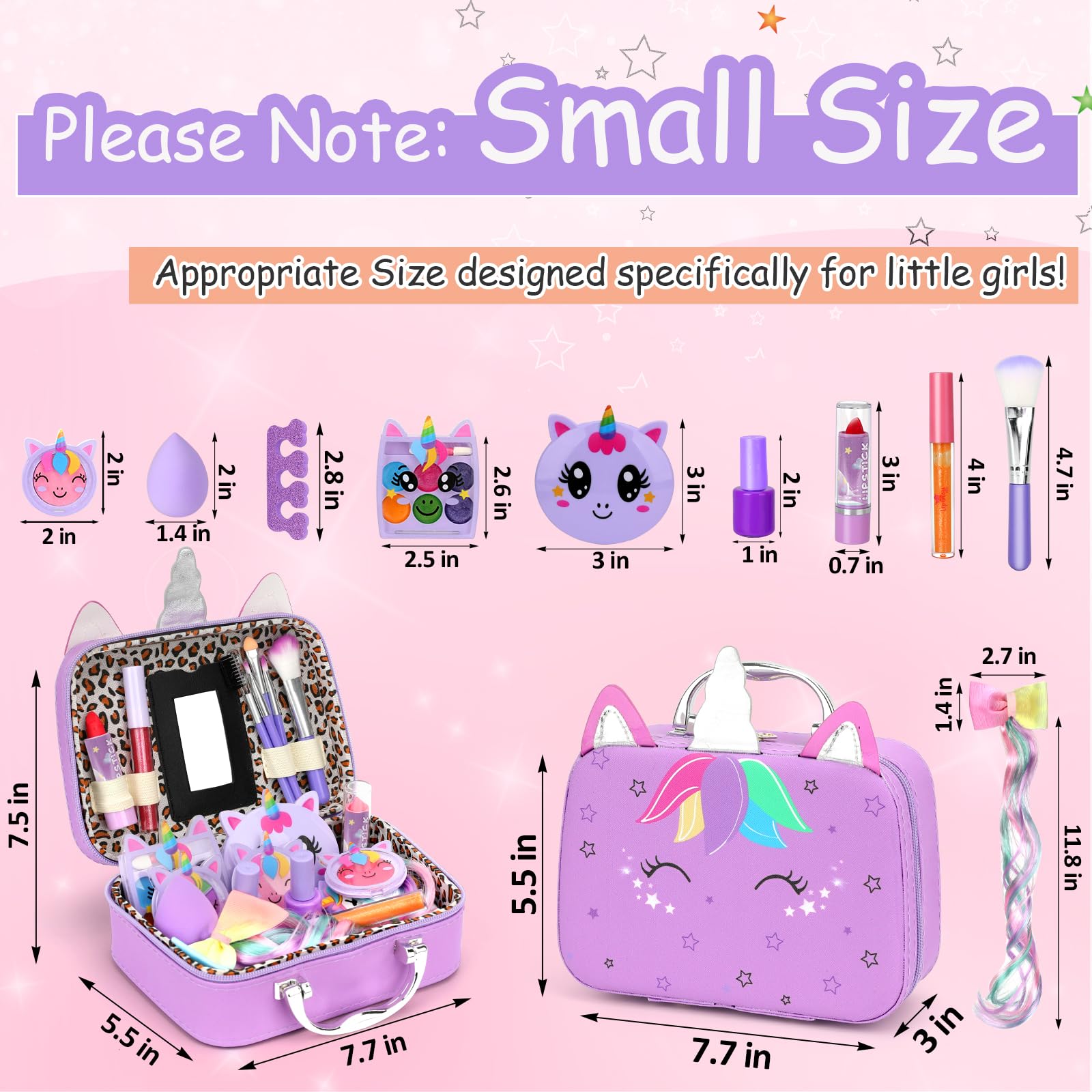 Heaning Kids Washable Makeup Girl Toys - Real Make up Set for Kid Children Princess Dress Up Pretend Play Christmas Birthday Gifts Toys for Girls 3 4 5 6 7 8 9 10 11 12 Year Old