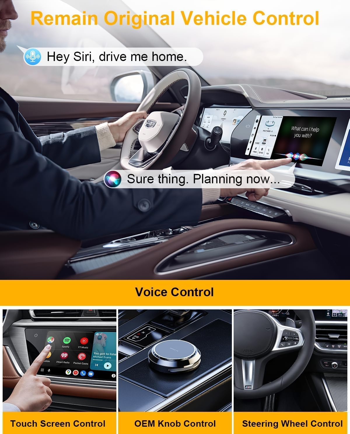 5-in-1 Wireless CarPlay Adapter with Netflix/YouTube/TF, Android Auto & Carplay Adapter with USB-A and USB-C Cables,Convert Wired to Wireless Apple Dongle, Magic Video Ai Box Car Play for iOS 10+