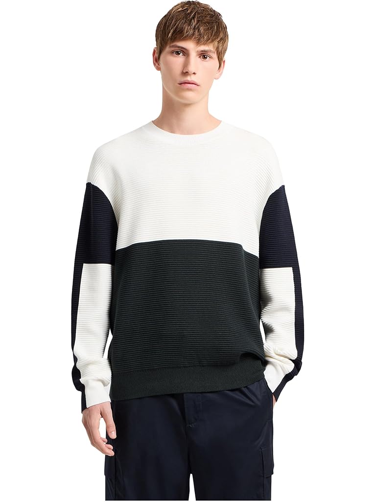 Black Armani Exchange Color Block Cotton Sweater