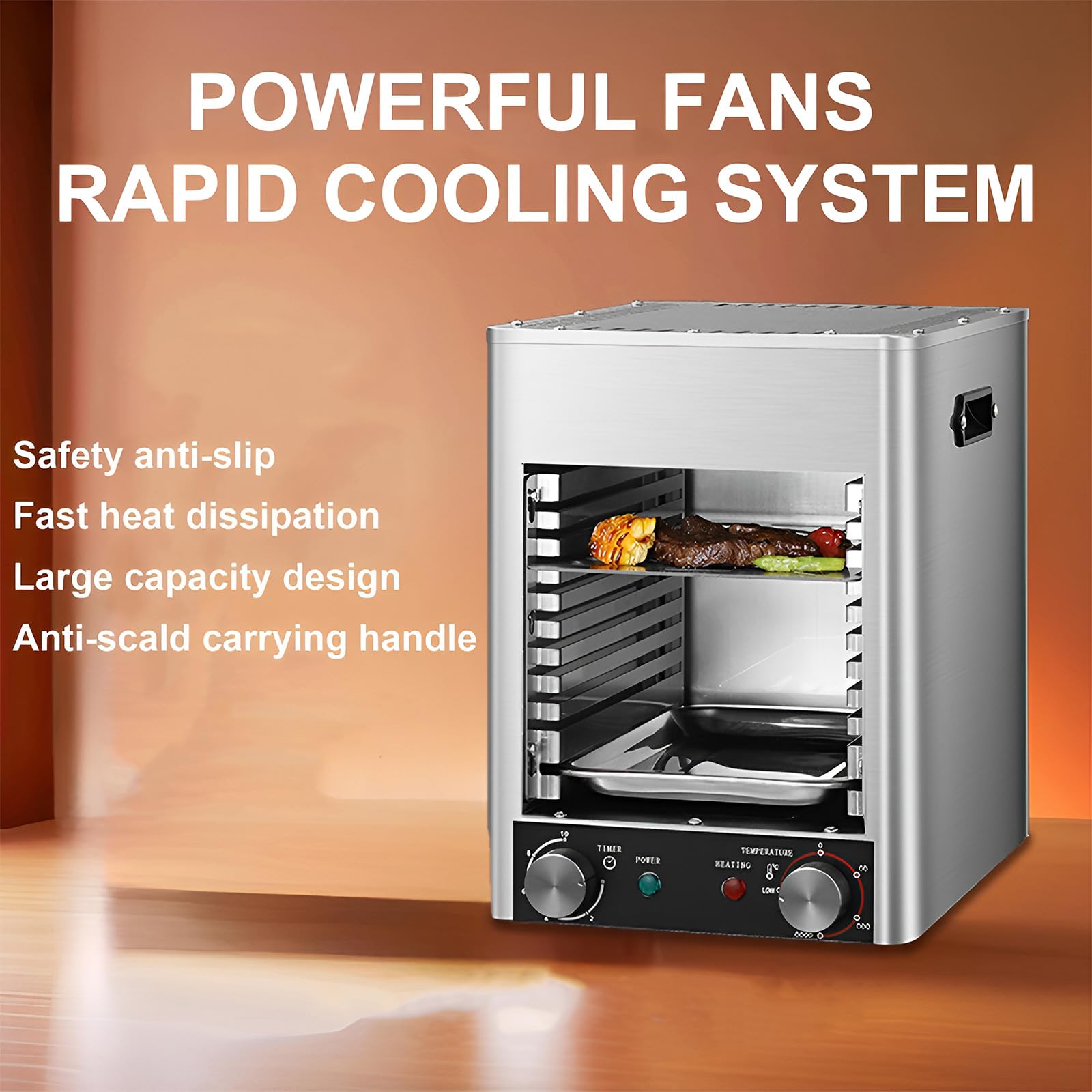 Parrilla Salamandra Comercial de 800℃, Asador Eléctrico de Bistec | Temperatura ajustable de 800℃, diseño de 10 capas de acero inoxidable ideal para cocinas comerciales y asadores