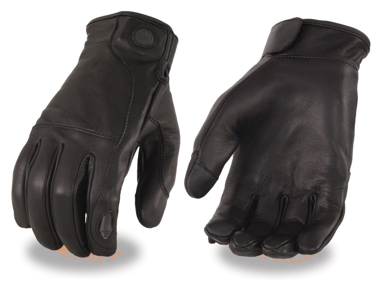 Milwaukee Men's Motorcycle Led Finger Lights blk Leather Gloves with Touch Screen Fingers