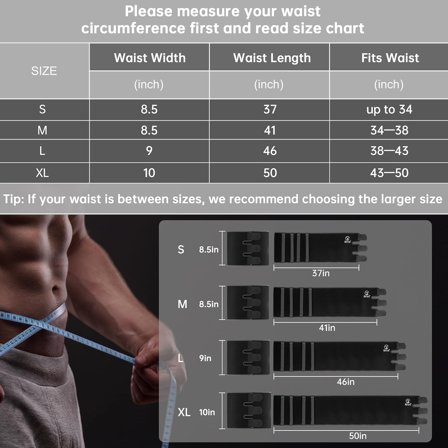 RIYA Waist Trimmer Sweat Waist Trainer for Women and Men Waist Sweat Belt Band Belly Stomach Wrap - Image 6