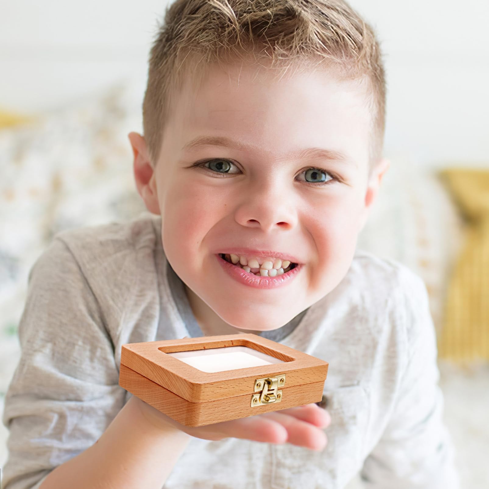 Caja de Madera para Guardar Dientes de Leche y Pelo Ñiño, Obsequio Sencillo para Recién Nacidos