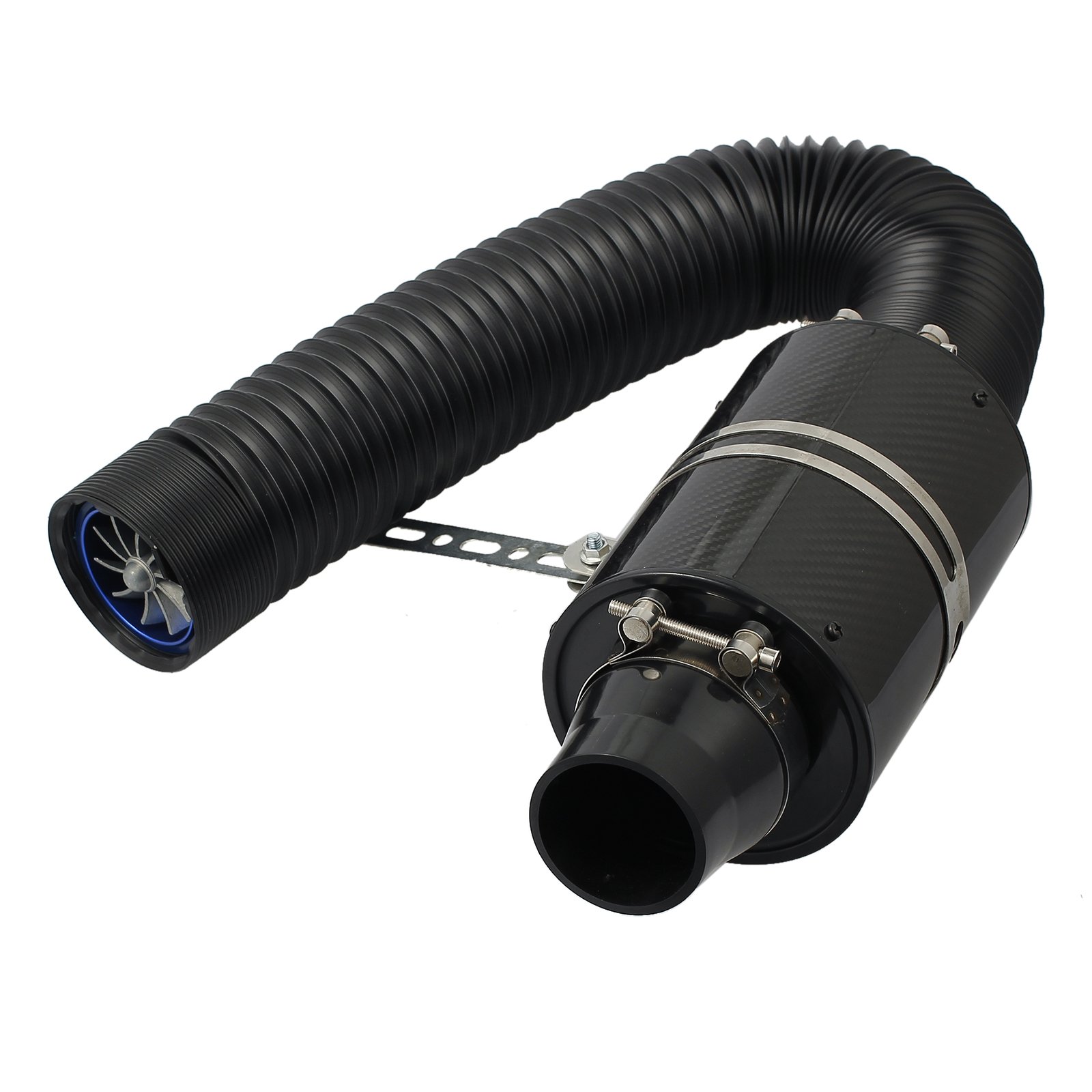 Justech Kit filtro di aspirazione 3'' universale Filtro Aria Chiuso in Fibra di Carbonio Filtro Aria Fredda Alimentazione Kit Tubo Tubo Induzione di Aspirazione per Auto Automobile