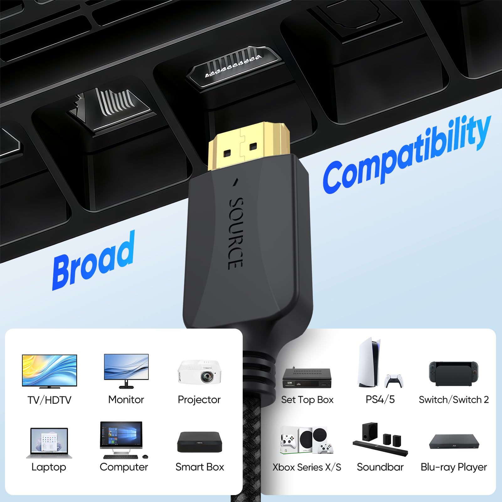 Paquete de 10 cables HDMI de 6 pies, 4K HDMI para computadora, TV, paquete múltiple trenzado, cable HDMI 2.0 blindado de alta velocidad macho flexible con Ethernet, 4K HDR HDCP 2.2, 3D ARC y CL3