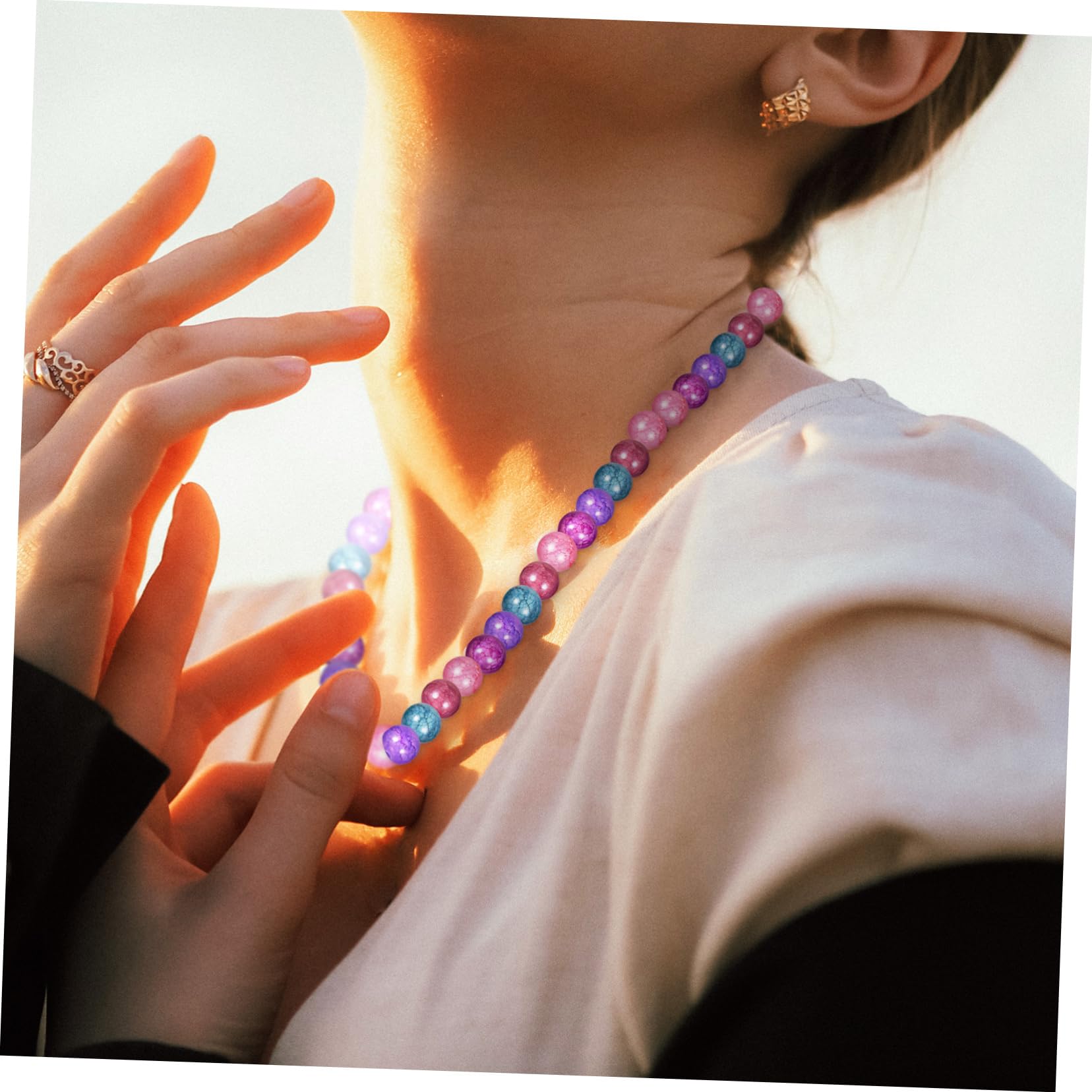 OSALADI Perline di Vetro Artigianali per Braccialetti Perline Sfuse Motivo Crackle per Gioielli e Artigianato Fili Inclusi