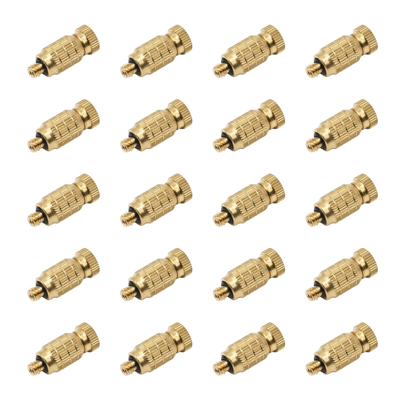 CADUFUELLY 20 PCS Brass Misting Nozzles Misting System Nozzles for Outdoor Cooling System, Water Mister Nozzle Replacement Heads for Garden,