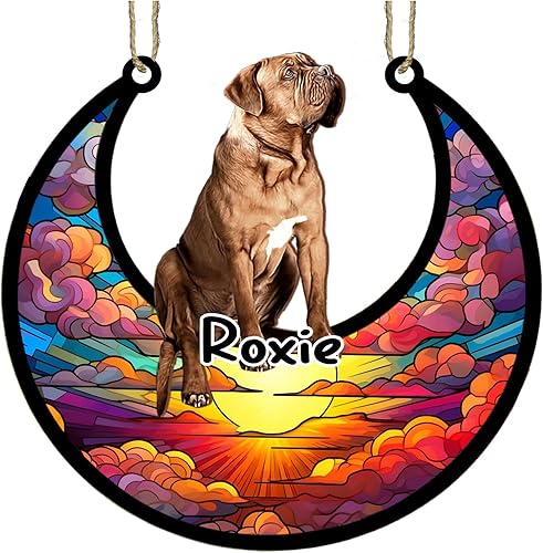 Vista 342 de LOVELYPOD Adorno de Navidad personalizado de perro pastor alemán, atrapasoles conmemorativo, adorno de Navidad de pastor alemán con nombre, pérdida