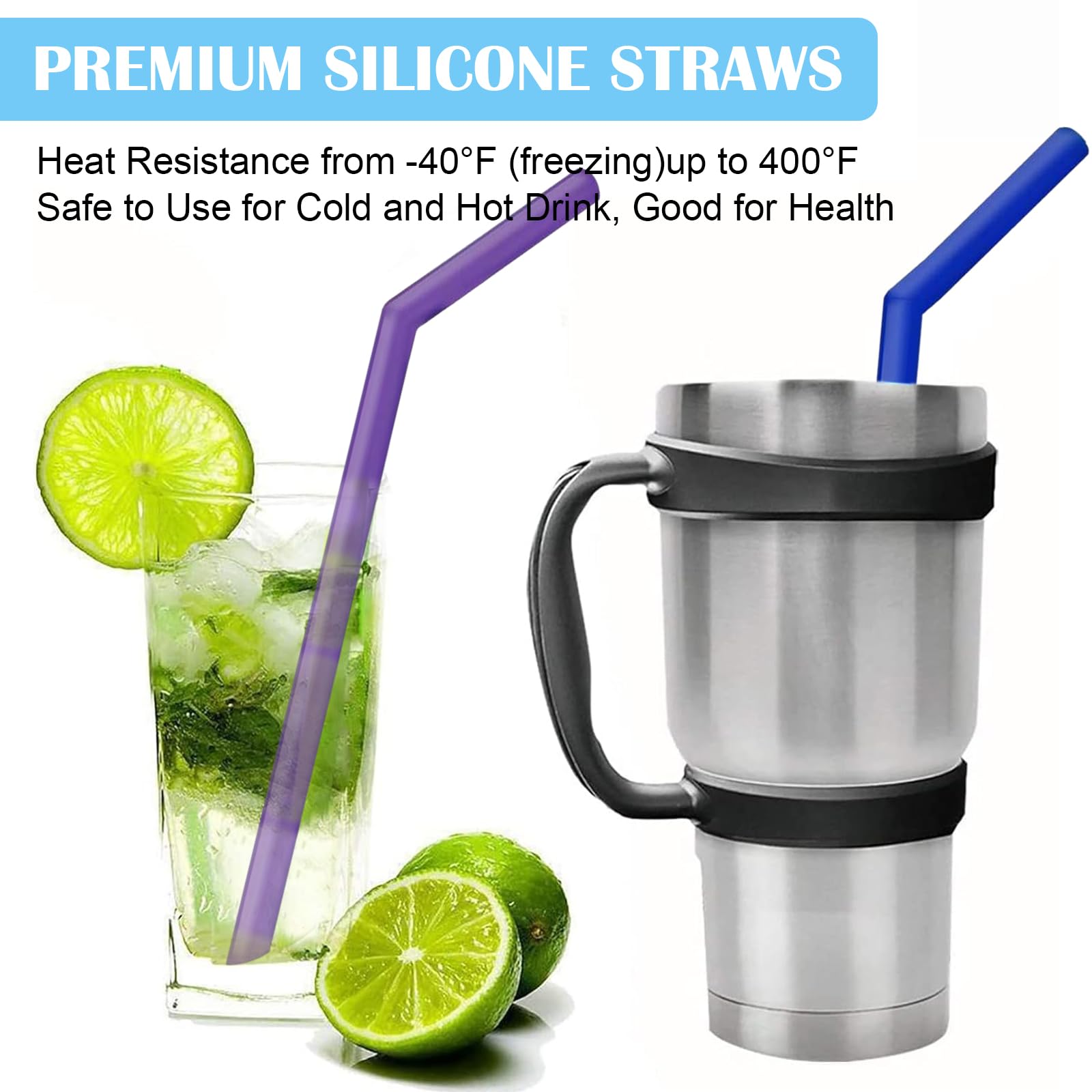 18 Cannucce In Silicone Riutilizzabili Colorate, Pieghevoli, Con 2 Spazzole Per Pulizia, Per Cocktail E Frullati, Morbide Per Bambini E Adulti - 5