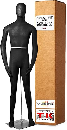 Maniquí de hombre, flexible, articulado y que posa de tamaño completo suave  Negro, de TK Products, ideal para disfraces