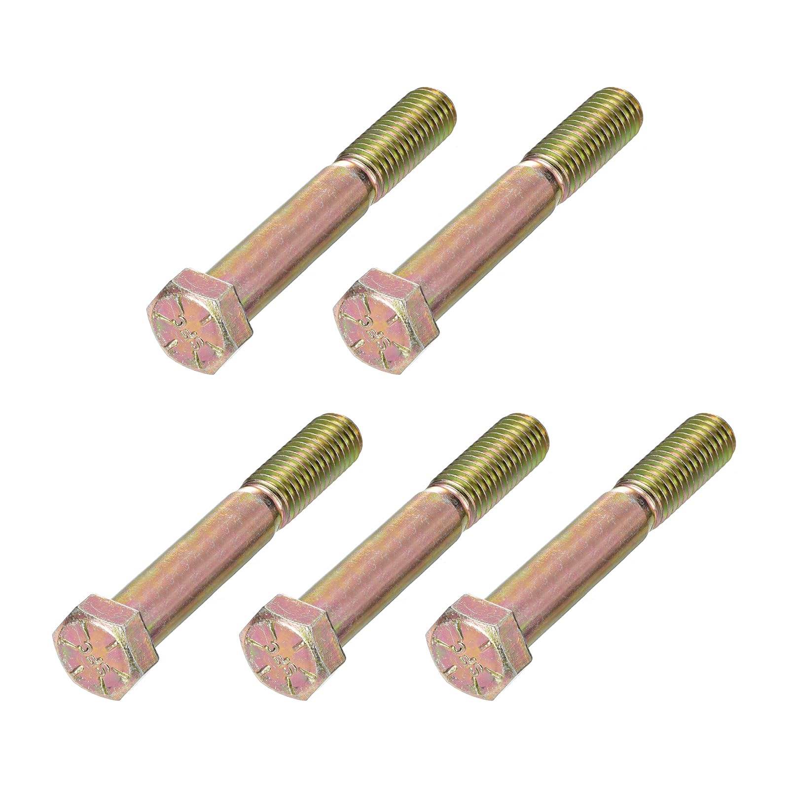 METALLIXITY Hex Bolts (7/16-14x4") 5Pcs, Carbon Steel Zinc Plated Partial Threaded, Coarse Thread UNC Hex Head Screw Bolt