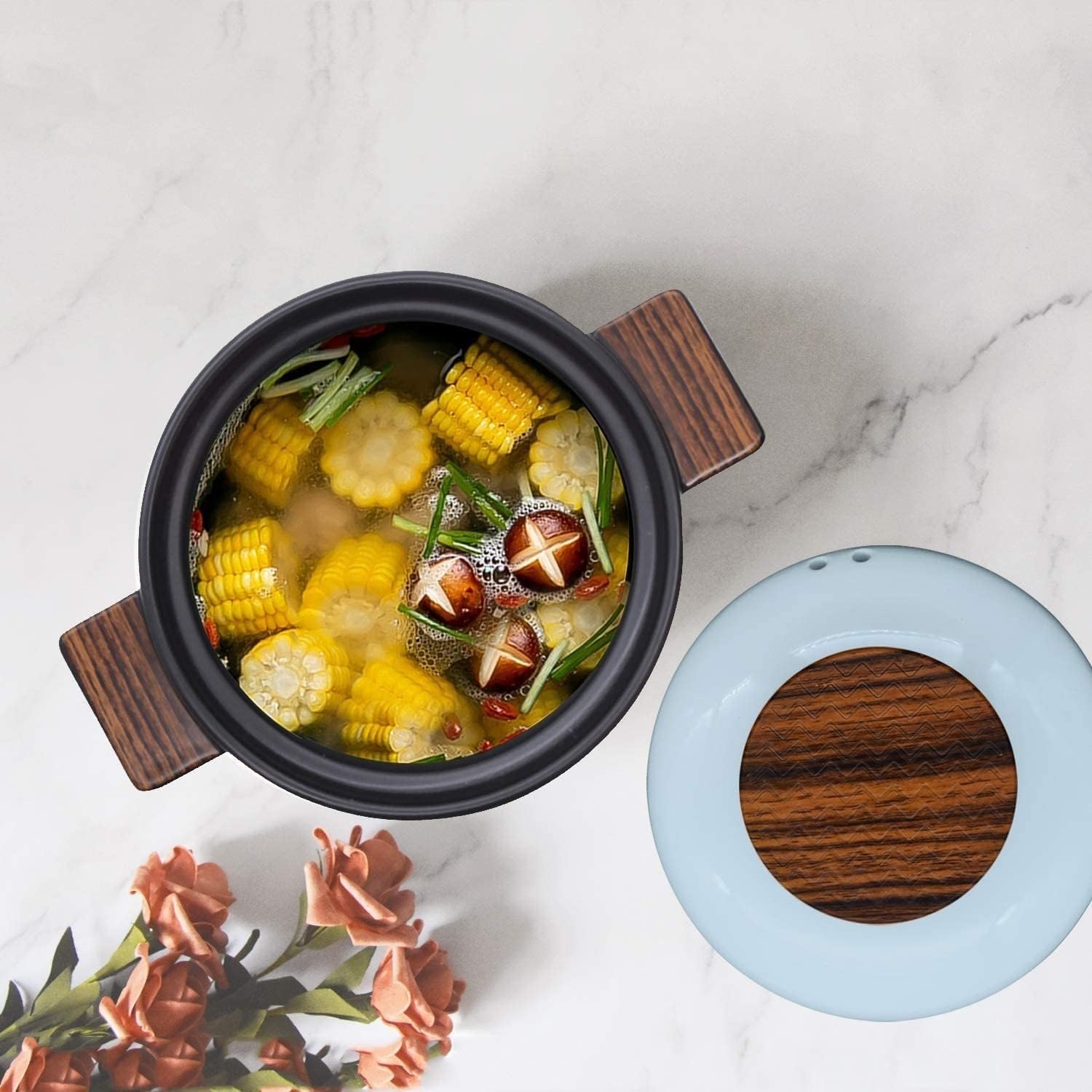 Soup Bowl,Ceramic Soup Serving Pot,Ceramic Soup, Round Ceramic Pot, Blue Casserole/Clay Pot/Mud Pot/Ceramic Cook Pot(6.5L)