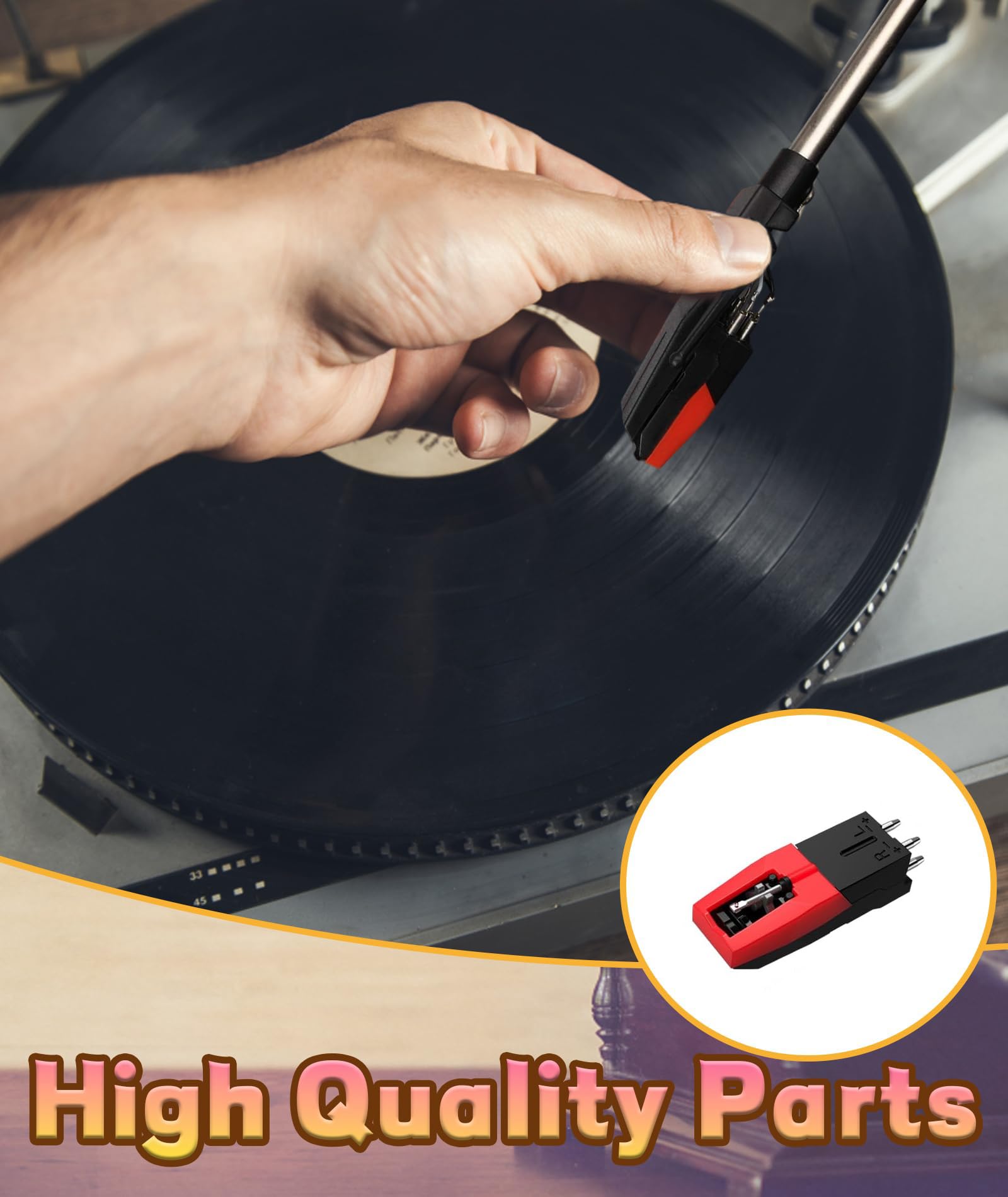 Record Player Needle, Record Player Cartridge Phonograph Record Player Turntable Diamond Replacement Stylus for Standard Turntables,Record Player Accessory - Image 3 thumbnail