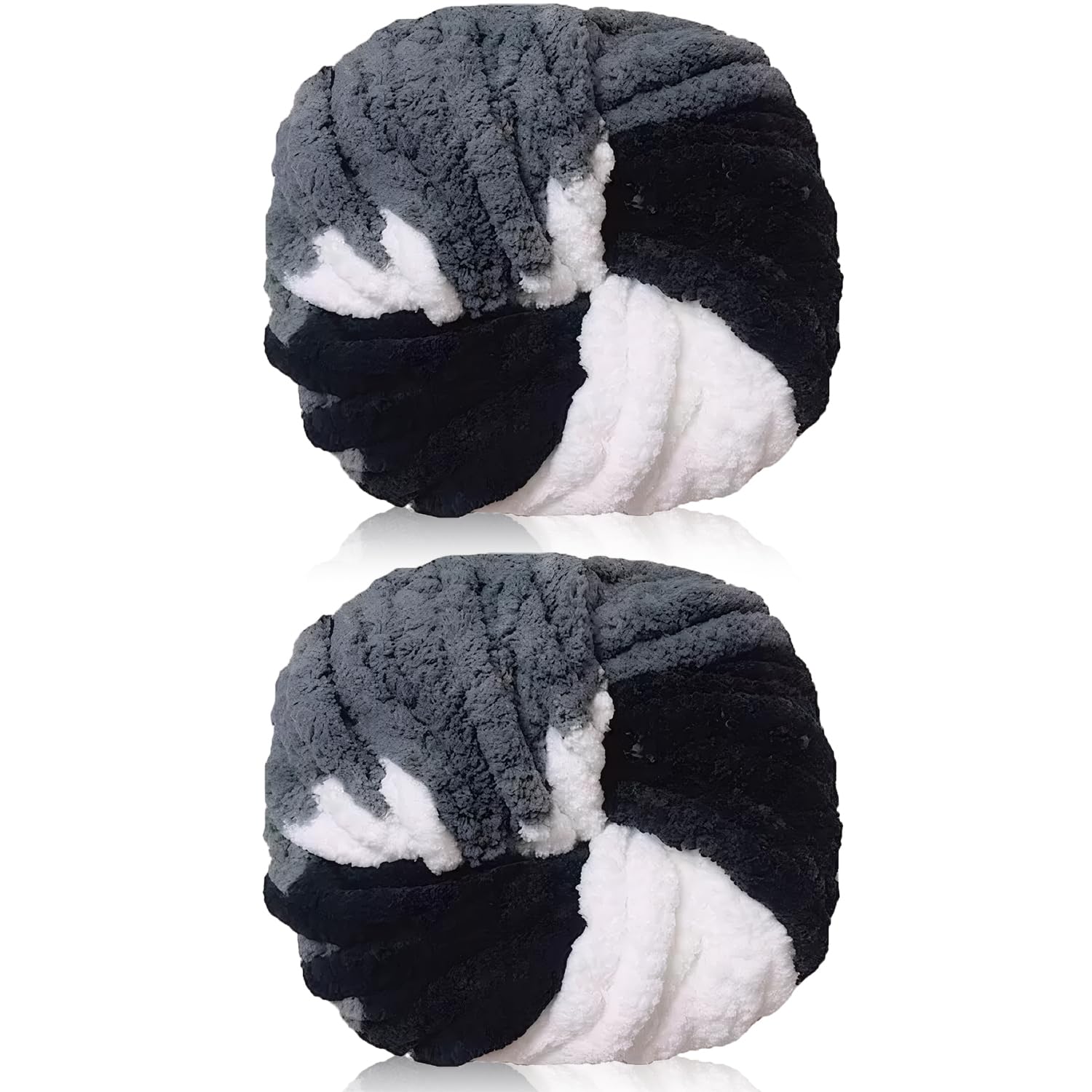 Cnwinu 2 Pack Chunky Yarn,240g Chenille Yarn for Hand Knitting,Multi-Colored Soft Thick Wool,Super Chunky Wool for Knitting&Crocheting Blanket,Cushion,Pet Beds,Bags,Hats,Scarves(Panda) — image 1