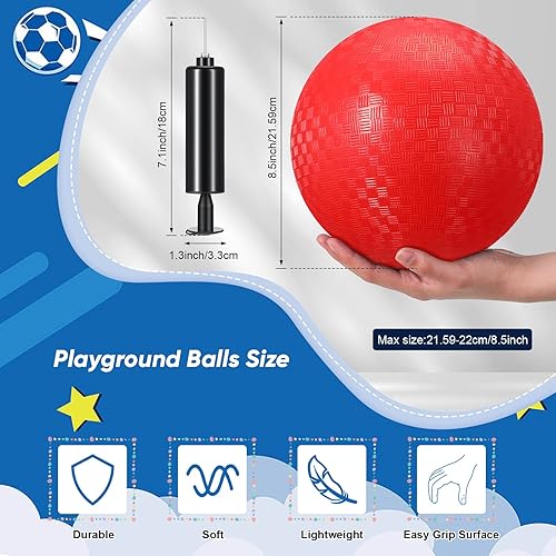 Miniatura 2 de Sumind 40 Pcs Playground Ball 8.5 Inches Inflatable Ball Dodgeball Balls with 1 Hand Pump 4 Pcs Storage Bag PVC Rubber Bouncy Kickball Set for