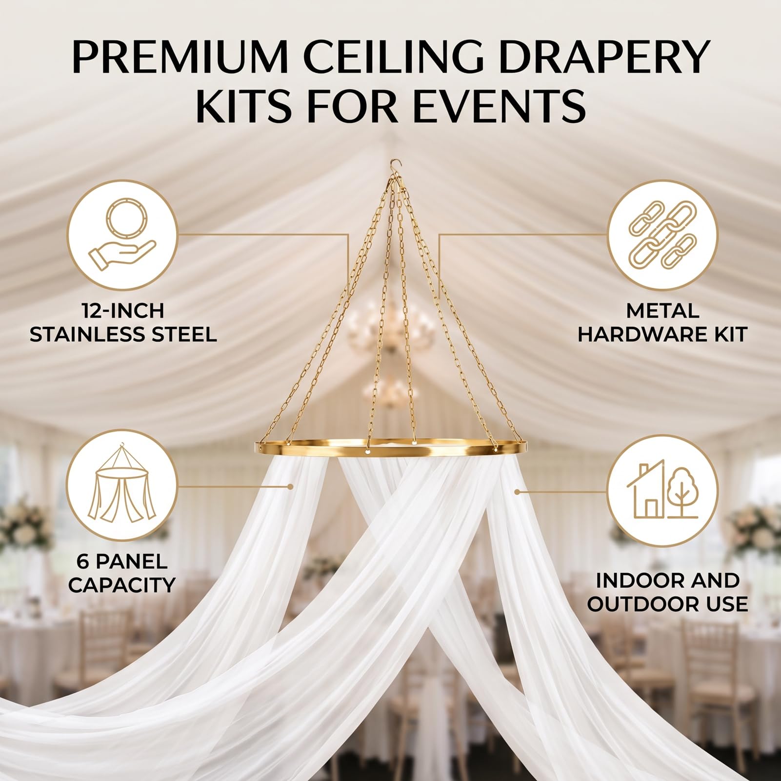 Fafeicy Kit per Appendere Tende da Soffitto, Acciaio Inossidabile da 12 | Acciaio Inossidabile, Anelli Riutilizzabili, Catene e Ganci, Sfondo per Matrimoni, Decorazioni per Interni Ed Esterni,