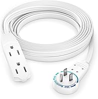 Vista 13 de Maximm Cable de extensión de enchufe plano giratorio de 360° de 2 pies, 16/3 AWG, múltiple, extensión de 3 tomas de corriente, cable de conexión a