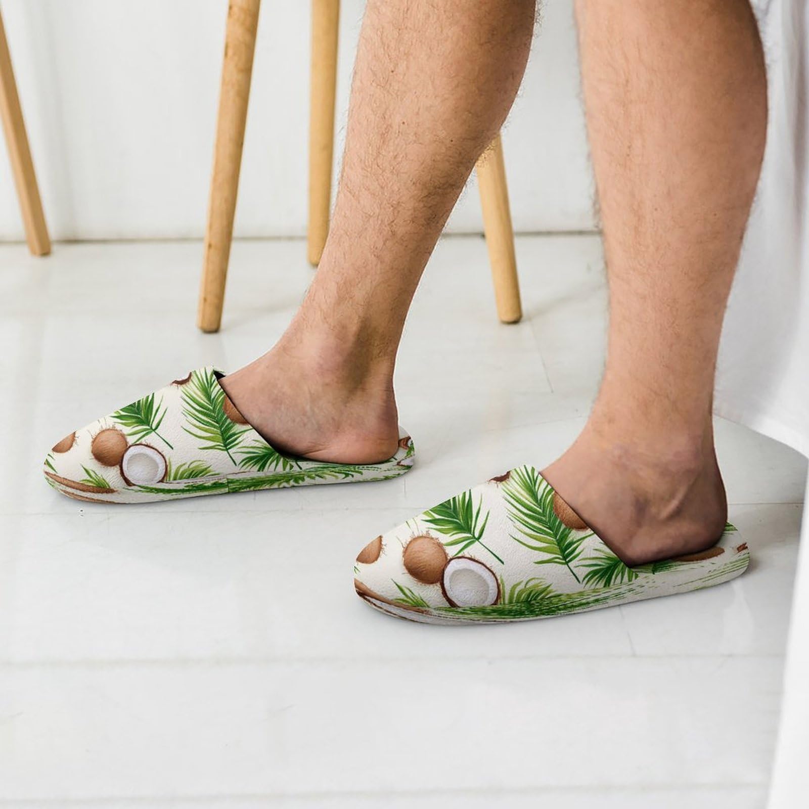 Pantofole da uomo con motivo di cocco palme in memory foam scarpe da casa leggere pantofole lavabili