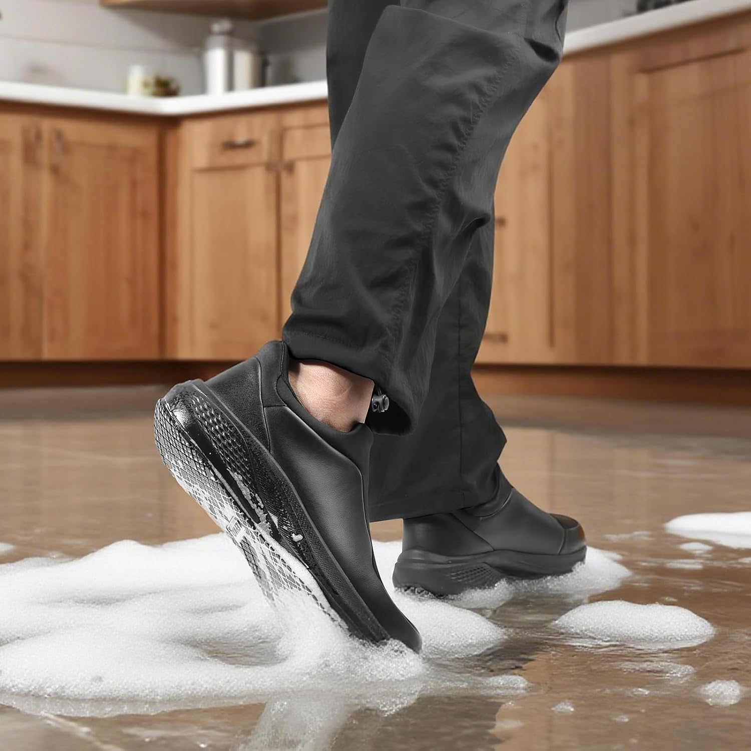 Mens Non Slip Work Shoes Slip Resistant Kitchen Restaurant Chef Food Service Shoe Slip On Walking Sneakers Casual Waterproof Hospital Comfort - Image 9