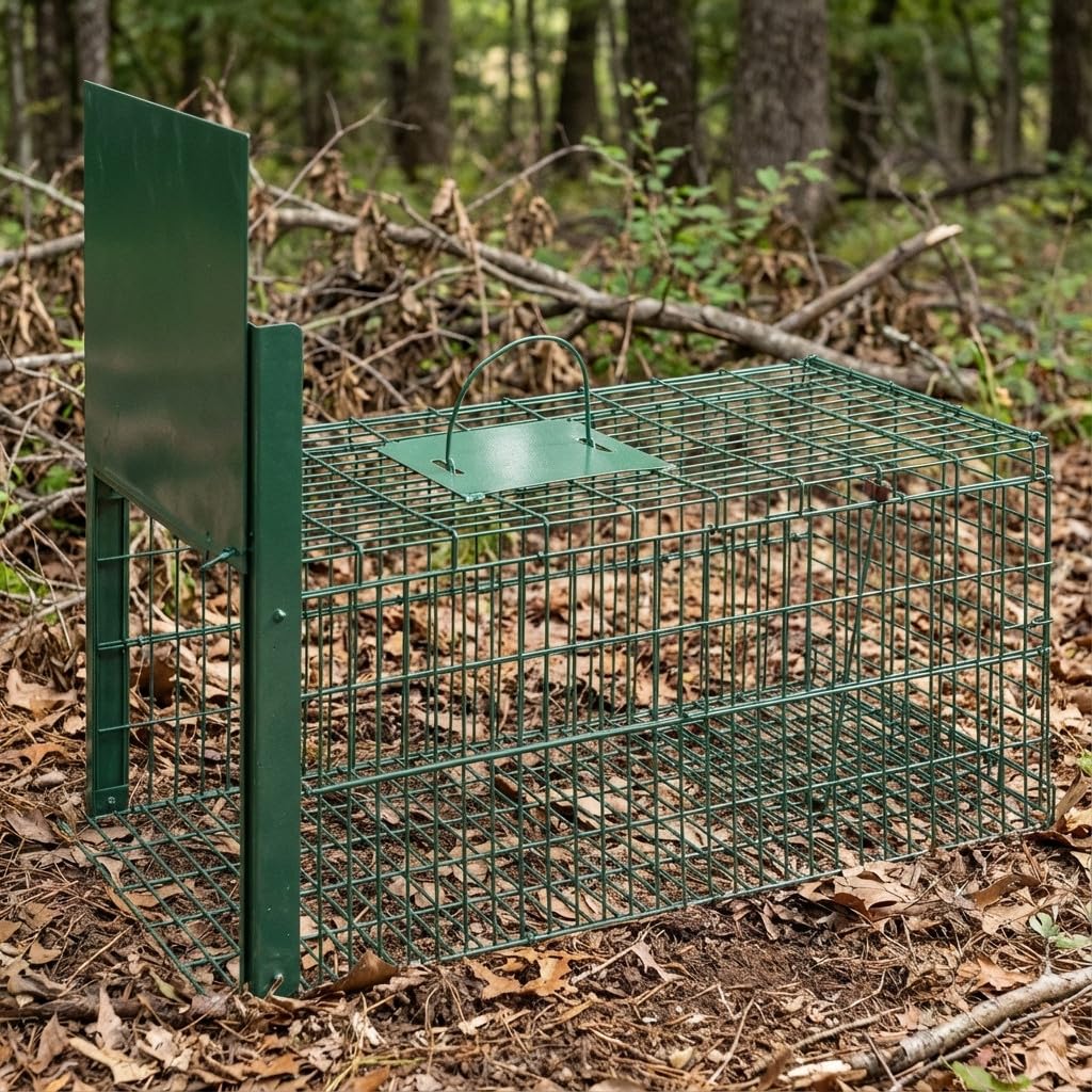 Suinga Trampa para Animales Vivos 75x37x34 cm Verde – Jaula Trampa Galvanizada para Conejos, Gatos, Zorros y Mapaches