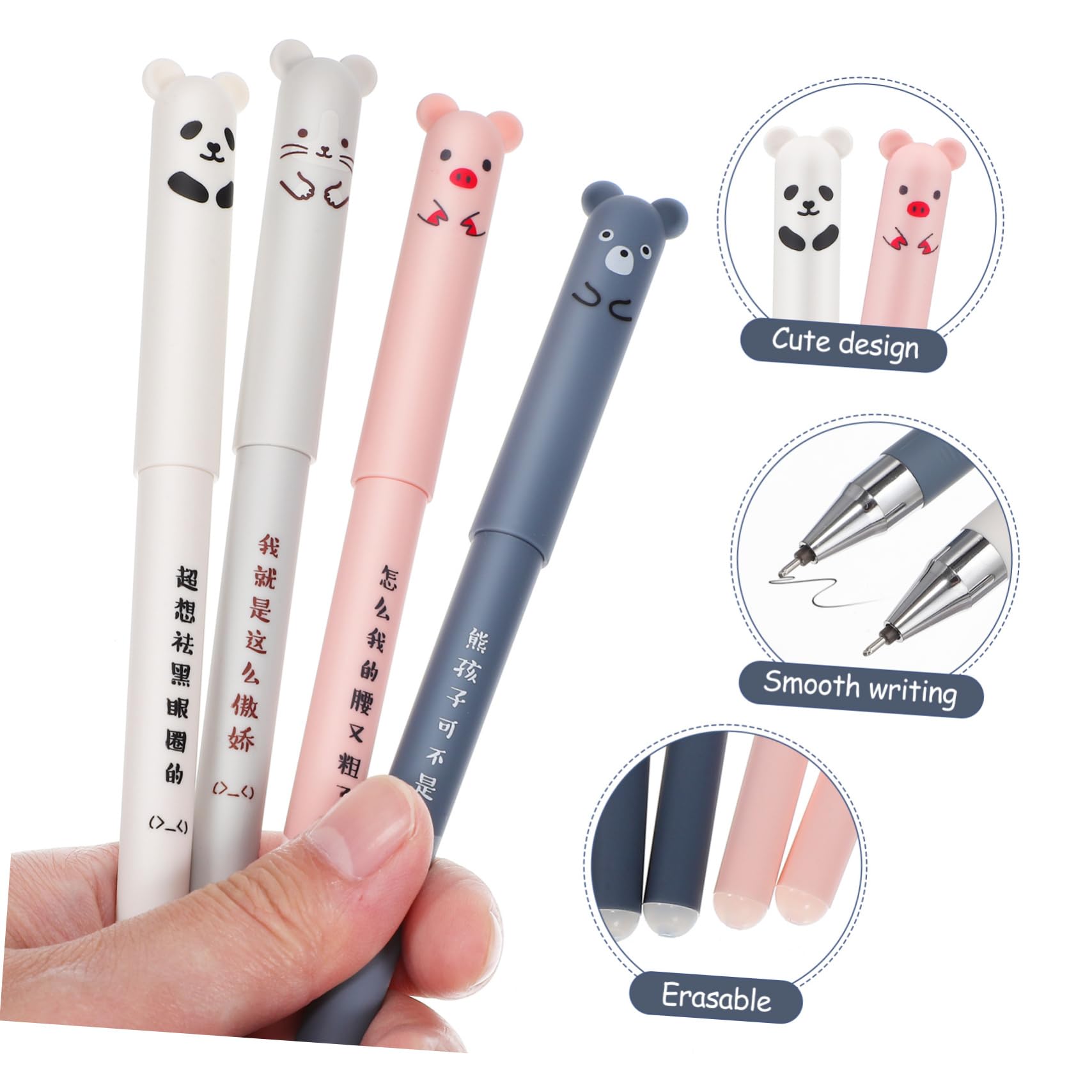 VILLCASE 3 Set di Penne a Sfera con Animali dei Cartoni Animati - Ricariche per Penne Creative per Ufficio Confezione per E Lavoro