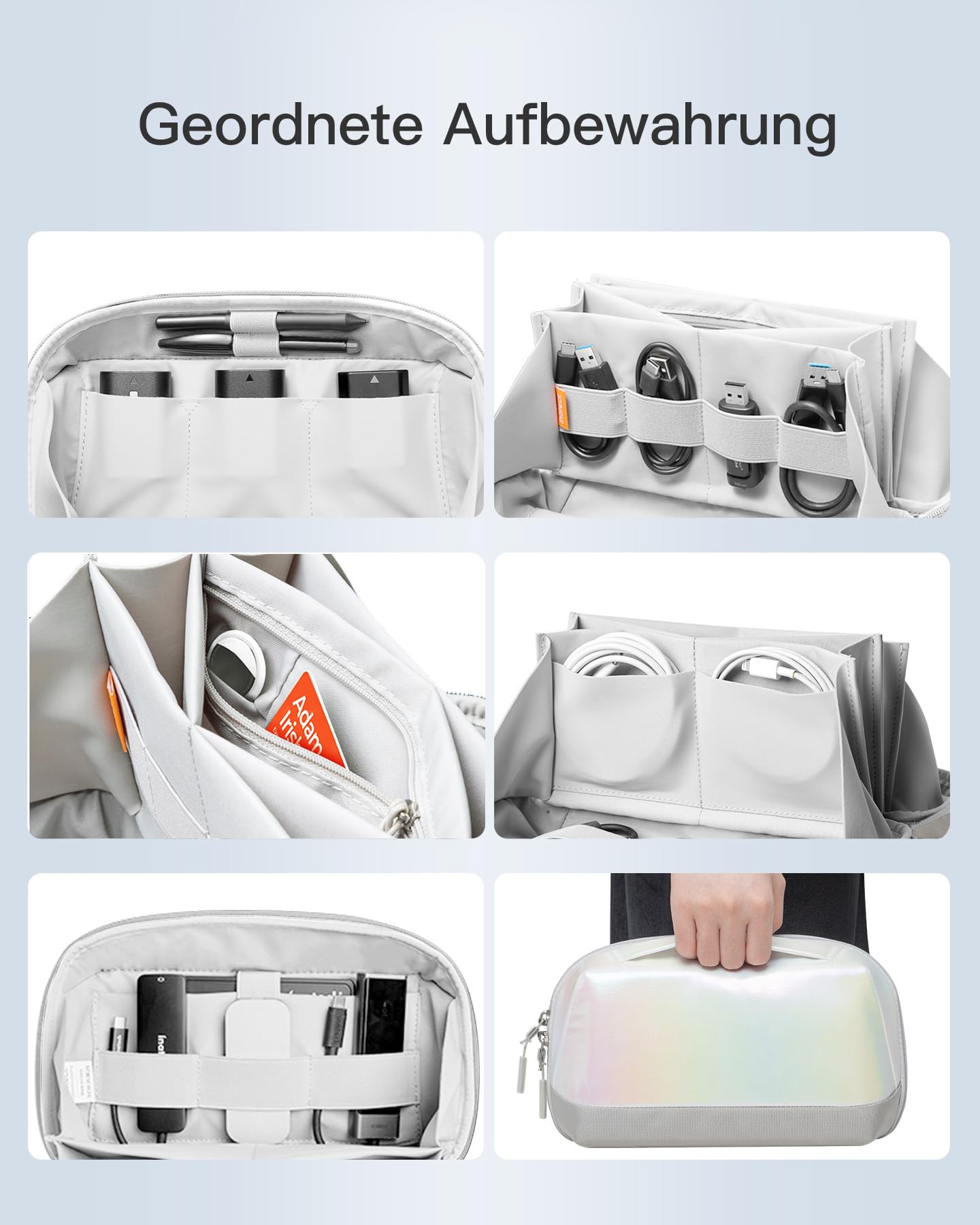 Inateck Elektronik Case, Spritzwassergeschützte Zubehörtasche, USB Kabel Gadget Organizer Tasche, Reisefreundlich